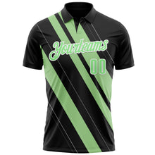 Laden Sie das Bild in den Galerie-Viewer, Uksn Individuelles Schwarz Erbsengrün-Weiß 3D-Bowling Linienform Funktions-Poloshirt
