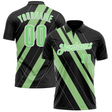 Laden Sie das Bild in den Galerie-Viewer, Uksn Individuelles Schwarz Erbsengrün-Weiß 3D-Bowling Linienform Funktions-Poloshirt
