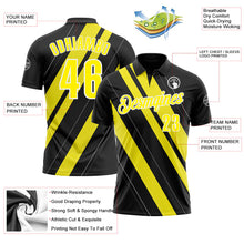 Laden Sie das Bild in den Galerie-Viewer, Uksn Individuelles Schwarz Hellgelb-Weiß 3D-Bowling Linienform Funktions-Poloshirt
