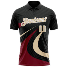 Laden Sie das Bild in den Galerie-Viewer, Uksn Individuelles Schwarz Creme-Karmesinrot 3D-Bowling geometrische Form Funktions-Poloshirt
