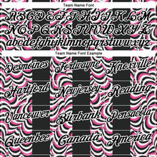 Laden Sie das Bild in den Galerie-Viewer, Uksn Individuelles Schwarz Pink-Weiß 3D-Bowling geometrische Form Funktions-Poloshirt
