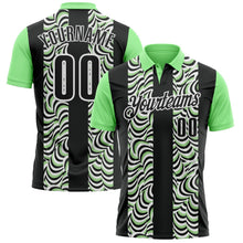 Laden Sie das Bild in den Galerie-Viewer, Uksn Individuelles Schwarz Erbsengrün-Weiß 3D-Bowling geometrische Form Funktions-Poloshirt
