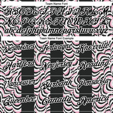 Laden Sie das Bild in den Galerie-Viewer, Uksn Individuelles Schwarz Hellrosa-Weiß 3D-Bowling geometrische Form Funktions-Poloshirt
