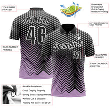 Laden Sie das Bild in den Galerie-Viewer, Uksn Individuelles Schwarz Hellviolett-Grau 3D-Bowling geometrische Form Funktions-Poloshirt
