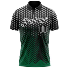 Laden Sie das Bild in den Galerie-Viewer, Uksn Individuelles Schwarz Kelly-Grün-Grau 3D-Bowling geometrische Form Funktions-Poloshirt

