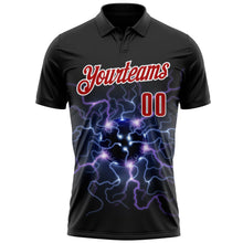 Laden Sie das Bild in den Galerie-Viewer, Uksn Individuelles Schwarz Rot-Weiß 3D-Bowling Blitz Funktions-Poloshirt
