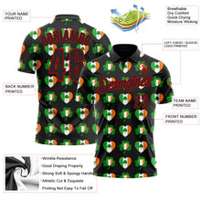 Laden Sie das Bild in den Galerie-Viewer, Uksn Individuelles Schwarz Rot 3D-St. Patrick's Day Kleeblatt Funktions-Poloshirt
