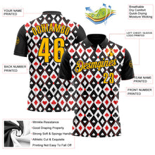 Laden Sie das Bild in den Galerie-Viewer, Uksn Individuelles Schwarz Gold-Weiß 3D-Poker Funktions-Poloshirt
