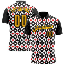 Laden Sie das Bild in den Galerie-Viewer, Uksn Individuelles Schwarz Gold-Weiß 3D-Poker Funktions-Poloshirt
