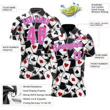 Laden Sie das Bild in den Galerie-Viewer, Uksn Individuelles Schwarz Pink-Hellblau 3D-Poker Funktions-Poloshirt

