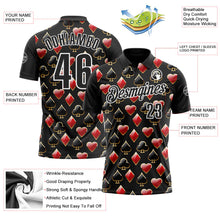 Laden Sie das Bild in den Galerie-Viewer, Uksn Individuelles Schwarz Weiß 3D-Poker Funktions-Poloshirt
