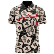 Laden Sie das Bild in den Galerie-Viewer, Uksn Individuelles Schwarz Rot-Weiß 3D-Poker Funktions-Poloshirt
