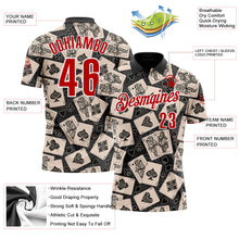 Laden Sie das Bild in den Galerie-Viewer, Uksn Individuelles Schwarz Rot-Weiß 3D-Poker Funktions-Poloshirt
