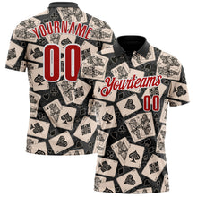 Laden Sie das Bild in den Galerie-Viewer, Uksn Individuelles Schwarz Rot-Weiß 3D-Poker Funktions-Poloshirt
