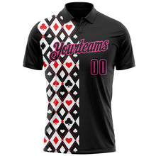 Laden Sie das Bild in den Galerie-Viewer, Uksn Individuelles Schwarz Pink 3D-Poker Funktions-Poloshirt
