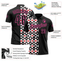 Laden Sie das Bild in den Galerie-Viewer, Uksn Individuelles Schwarz Pink 3D-Poker Funktions-Poloshirt
