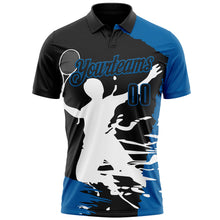 Laden Sie das Bild in den Galerie-Viewer, Uksn Individuelles Schwarz Blau-Weiß 3D-Tennis Funktions-Poloshirt
