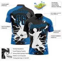 Laden Sie das Bild in den Galerie-Viewer, Uksn Individuelles Schwarz Blau-Weiß 3D-Tennis Funktions-Poloshirt
