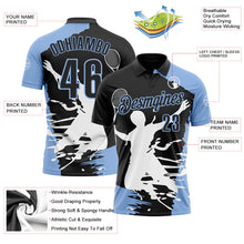 Laden Sie das Bild in den Galerie-Viewer, Uksn Individuelles Schwarz Hellblau-Weiß 3D-Tennis Funktions-Poloshirt
