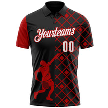 Laden Sie das Bild in den Galerie-Viewer, Uksn Individuelles Schwarz Weiß-Rot 3D-Tennis Funktions-Poloshirt
