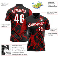 Laden Sie das Bild in den Galerie-Viewer, Uksn Individuelles Schwarz Weiß-Rot 3D-Tennis Funktions-Poloshirt
