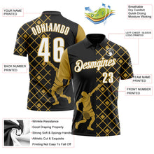 Laden Sie das Bild in den Galerie-Viewer, Uksn Individuelles Schwarz Weiß-Altgold 3D-Tennis Funktions-Poloshirt
