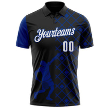 Laden Sie das Bild in den Galerie-Viewer, Uksn Individuelles Schwarz Weiß-Royalblau 3D-Tennis Funktions-Poloshirt

