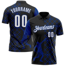 Laden Sie das Bild in den Galerie-Viewer, Uksn Individuelles Schwarz Weiß-Royalblau 3D-Tennis Funktions-Poloshirt
