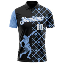 Laden Sie das Bild in den Galerie-Viewer, Uksn Individuelles Schwarz Weiß-Hellblau 3D-Tennis Funktions-Poloshirt
