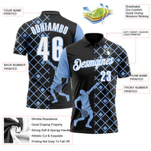 Laden Sie das Bild in den Galerie-Viewer, Uksn Individuelles Schwarz Weiß-Hellblau 3D-Tennis Funktions-Poloshirt
