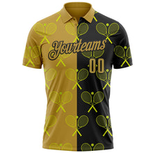 Laden Sie das Bild in den Galerie-Viewer, Uksn Individuelles Schwarz Altgold 3D-Tennis Funktions-Poloshirt
