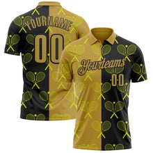 Laden Sie das Bild in den Galerie-Viewer, Uksn Individuelles Schwarz Altgold 3D-Tennis Funktions-Poloshirt

