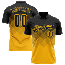 Laden Sie das Bild in den Galerie-Viewer, Uksn Individuelles Schwarz Gold 3D-Verlaufs-Quadratform Funktions-Poloshirt
