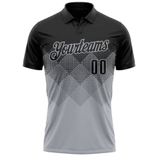 Laden Sie das Bild in den Galerie-Viewer, Uksn Individuelles Schwarz Grau 3D-Verlaufs-Quadratform Funktions-Poloshirt

