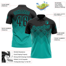 Laden Sie das Bild in den Galerie-Viewer, Uksn Individuelles Schwarz Aqua 3D-Verlaufs-Quadratform Funktions-Poloshirt
