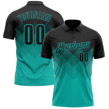 Laden Sie das Bild in den Galerie-Viewer, Uksn Individuelles Schwarz Aqua 3D-Verlaufs-Quadratform Funktions-Poloshirt
