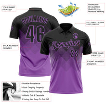 Laden Sie das Bild in den Galerie-Viewer, Uksn Individuelles Schwarz Mittelviolett 3D-Verlaufs-Quadratform Funktions-Poloshirt
