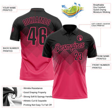 Laden Sie das Bild in den Galerie-Viewer, Uksn Individuelles Schwarz Neonpink 3D-Verlaufs-Quadratform Funktions-Poloshirt
