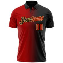 Laden Sie das Bild in den Galerie-Viewer, Uksn Individuelles Schwarz Rot-Altgold 3D-Verlaufs-Mode Funktions-Poloshirt
