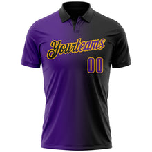 Laden Sie das Bild in den Galerie-Viewer, Uksn Individuelles Schwarz Violett-Gold 3D-Verlaufs-Mode Funktions-Poloshirt
