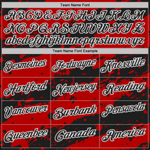 Laden Sie das Bild in den Galerie-Viewer, Uksn Individuelles Schwarz Rot-Weiß Farbspritzer-Streifen Funktions-Poloshirt
