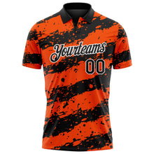 Laden Sie das Bild in den Galerie-Viewer, Uksn Individuelles Schwarz Orange-Weiß Farbspritzer-Streifen Funktions-Poloshirt
