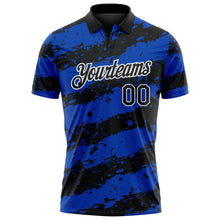 Laden Sie das Bild in den Galerie-Viewer, Uksn Individuelles Schwarz Gewitterblau-Weiß Farbspritzer-Streifen Funktions-Poloshirt
