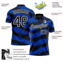 Laden Sie das Bild in den Galerie-Viewer, Uksn Individuelles Schwarz Gewitterblau-Weiß Farbspritzer-Streifen Funktions-Poloshirt

