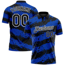 Laden Sie das Bild in den Galerie-Viewer, Uksn Individuelles Schwarz Gewitterblau-Weiß Farbspritzer-Streifen Funktions-Poloshirt

