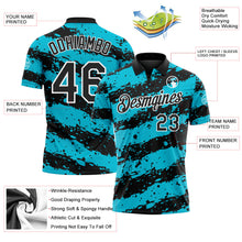 Laden Sie das Bild in den Galerie-Viewer, Uksn Individuelles Schwarz Lakes Blau-Weiß Farbspritzer-Streifen Funktions-Poloshirt
