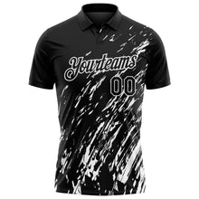 Laden Sie das Bild in den Galerie-Viewer, Uksn Individuelles Schwarz-Weiß Pinselstrich-Grunge-Streifen Funktions-Poloshirt
