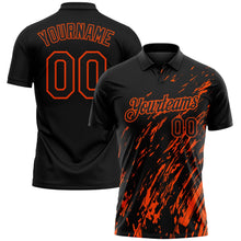 Laden Sie das Bild in den Galerie-Viewer, Uksn Individuelles Schwarz-Orange Pinselstrich-Grunge-Streifen Funktions-Poloshirt
