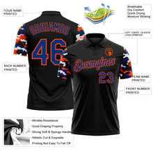 Laden Sie das Bild in den Galerie-Viewer, Uksn Individuelles Schwarz Royalblau Orange-Weiß Digitales Camouflage Zweifarbig Funktions-Poloshirt

