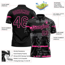 Laden Sie das Bild in den Galerie-Viewer, Uksn Individuelles Schwarz-Pink Abstrakte geometrische Grunge-Fragmente Funktions-Poloshirt
